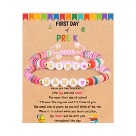 OMSEEN First Day of School Bracelet Mommy and Me Colorful Matching Adjustable Bracelets for Girls Jwelry Gift
