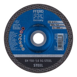 PFERD 6" Depressed Center SG Steel Cut-Off Wheel – Type 27, Aluminum Oxide, 7/8" Arbor, 0.045" Thick, Max 10200 RPM – High-Performance Cutting Disc (25 Pack) – Part 63164