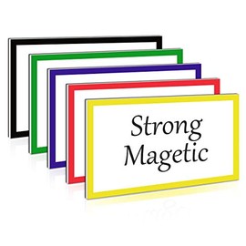 Magnetic Dry Erase Labels Ultra-Large 6x3.5Inch, 5Pcs Thick Blank Write on Magnet, Writable Erasable Rectangle Cards Reusable Strips Colored Border for Whiteboards Fridge Classroom Office Home