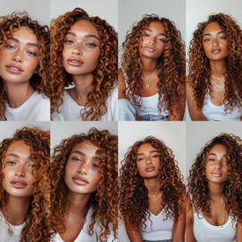 Highlight Human Hair Bundles Ombre Kinky Curly Bundles 24 26 28 Inch Designed for Black Women Brown Human Hair Bundles