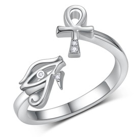Feijiesi Ankh Ring Sterling Silver Eye of Horus Ring Egyptian Jewelry for Women Men