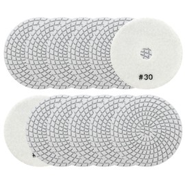QUEFORET Diamond Polishing Pads Grit 30-12 Pieces Wet Polishing Discs 100 mm for Granite Marble Quartz Artificial Stone for Angle Grinder
