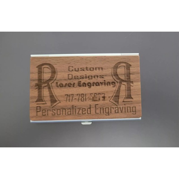 Personalized Stylish Wood Business Card Holder Card Case Organizer Silver