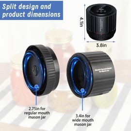 Domigard Preserving Jar Vacuum Sealer, Electric Vacuum Sealer for Mason Jars, Vacuum Sealer for Wide and Normal Opening with 10 Lids for Preserving, Food Preservation