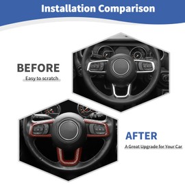 RT-TCZ for Wrangler JL Steering Wheel Trim Decal Panel Red Carbon Fiber for Jeep Wrangler JL JLU Gladiator JT 2018-2024 Red Carbon Fiber Interior Accessories 3pcs