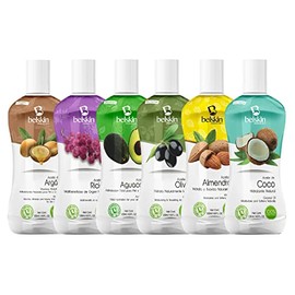 BELSKIN Pack 6 Aceites Naturales 120ml c/u | Almendras, Coco, Ricino, Olivo, Argán, Aguacate | Para Rostro, Cuerpo y Cabello