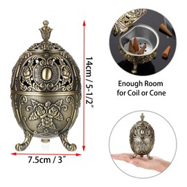 JUXYES Vintage Incense Burner Holder with Removable Ash Catchers, Metal Censer Antique Cone Coil Incense Burner Holder Zinc Alloy Spiritual Aromatherapy Yoga Meditation Gifts Retro Home Decoration