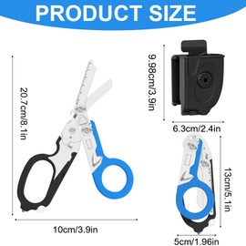 Ziyero Trauma Schere Multitool Rettungsschere mit 6 Praktischen Funktionen Faltbare Scherenzange aus Edelstahl-Ideal für Professionellen Einsatz Im Rettungsdienst Oder Alltägliche Aufgaben,Schwarzblau