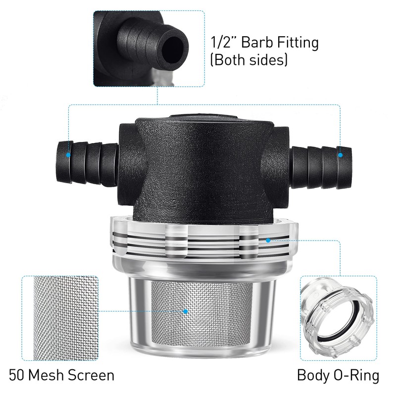1/2 Inches Water Pump Strainer, Compatible with 3/8 Inches Hose