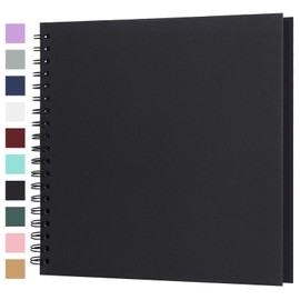 Scrapbook Album 10x10 Inches 100 Pages Hardcover Kraft Paper Photo Album Scrap Book Memory Book Blank DIY Scrapbook Albums for Boyfriend Wedding Baby Travel Anniversary Family, Black