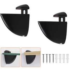 Glass Shelf Brackets Adjustable ,2PCS Glass Shelf Mounting Brackets Glass Shelf Wall Brackets, Black