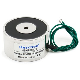Heschen Electromagnet Magnet Solenoid P50/27, OD: 50mm, DC 12V, 50Kg/110 lb