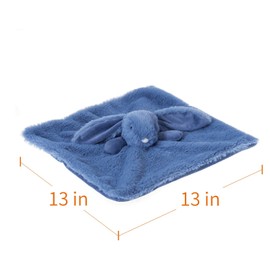 Apricot Lamb Stuffed Animals Navy Blue Bunny Rabbit Comforter Blanket Security Blanket Infant Nursery Character Blanket Luxury Snuggler Plush Baby Lovey(Navy Blue Bunny, 13 Inches)