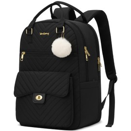VANKANY Laptop Backpack 15.6in for Women, Cute Big Students School Backpack for Teen Girls Kids Middle High School Work Bookbag, Black