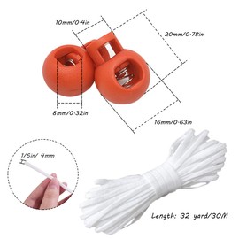 DanziX - Cerraduras de cable de plástico, 32 paradas de cable redondas ajustables, clip de topes de cordón, cierre de cuerda, cierre de cordón para camping, senderismo, mochilas, reemplazo de