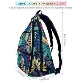 Sumeiwill Pickleball Sling Bag Backpack for Men Women - Pickle Ball Sports Outdoor Indoor Reversible Crossbody Franklin Racquetball Badminton Travel Sling Bag (Aa-Blue Flower)