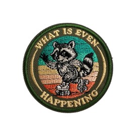 Zolawe What Is Even Happening Raccoon Roller Skating Hook and Loop Patch, 3 Inches Sew On Patches, Embroidery Patches for Backpacks Bags Vest Dog Harness, Raccoon Tactical Military Embroidered Patches