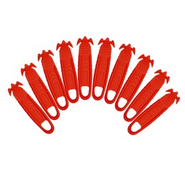 T TOVIA Safety Box Cutter Knife of Recessed Concealed Stainless Steel Blade, Package Opener Plastic Cutter for Box, Carton, Shrink Wrap, Plastic Straps,10pcs RED