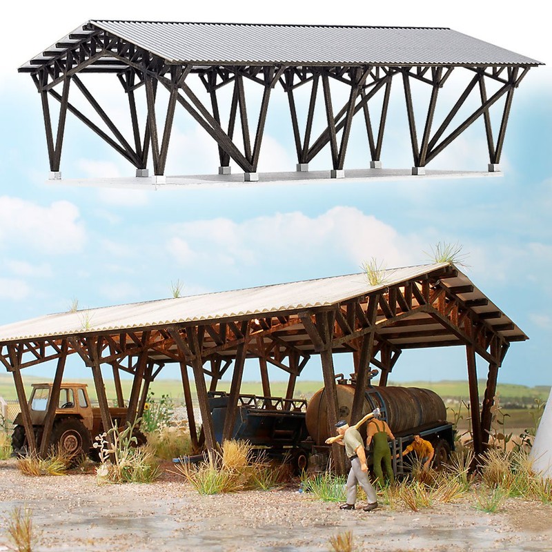 Busch 1418 Farm Equipment Shelter HO Structure Scale Model Structure