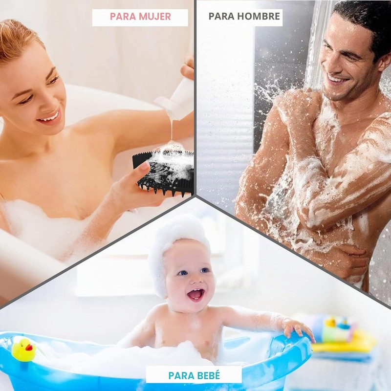 Cepillo de silicona 2 en 1 para cuerpo y cabello