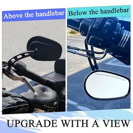 Motorcycle Mirrors Left & Right Mounted Rear View Mirrors for Harley CVO Dyna Electra Glide Road Glide Road King Softail Street Glide Sportster 1200 883 Black