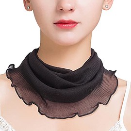 QinTian Silk Neck Warmer, Scarf, UV Protection, Goods, Neck Cover, UV Protection, UV Protection, For Women, Sunshade, Neck Warmer, Silk Gift, Birthday Gift, No.2 Black