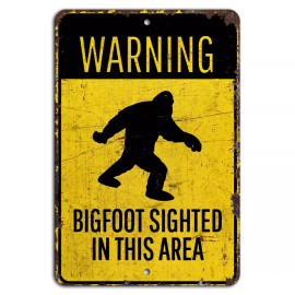 4yougifts Warning Bigfoot Sighted in This Area Rustic Sign - Funny Sasquatch Decor
