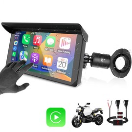 VSYSTO Motorcycle Carplay 5 Inch HD Touchscreen, Waterproof Portable Motorbike Wireless Carplay Support GPS Navigation Make Calls and Play Music, Dual USB Port Power Cable (5 inch)