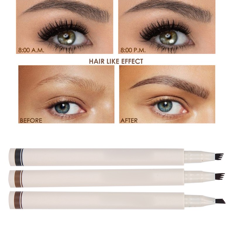 3pcs FOCALLURE Liquid Eyebrow Pencil 4-Fork Eyebrow Pen LongLasting Waterproof