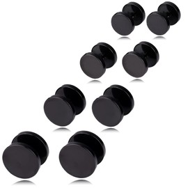 Adelina Style Surgical Stainless Steel, Popular, Screw Type, Flat Catch, Round Shape, Unisex, Simple, Hypoallergenic Metal Stud Earrings, Pair, Stainless Steel, No Gemstone