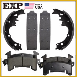 EXPPOWER Front Ceramic Brake Pads + Rear Shoes for Century Regal Camaro Malibu Jimmy S10