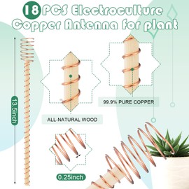 DoubleFill 18 Pcs Electroculture Plant Stakes Long Copper Garden Stakes Electroculture Copper Gardening Antenna for Growing Vegetable Garden Plants Support (13.5 Inches)