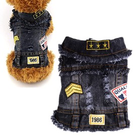 DOGGYZSTYLE Pet Vests Dog Denim Jacket Hoodies Puppy Jacket for Small Medium Dogs