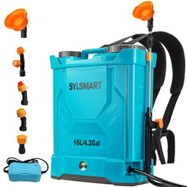 Sylsmart Battery Powered Backpack Sprayer 4 Gallon, 120PSI Adjustable Pressure & Lightweight Electric Sprayer, Garden Weed Yard Lawn Sprayer with 5 Spray Nozzles