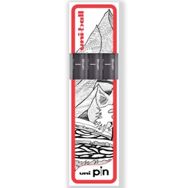 uni-ball PIN Fineliners | Fine Tipped Writing Pens | Water & Fade Resistant Ink | Ideal for Sketching, Scrapbooking, Outlining, Art, Technical Drawing | In Gift Box (Dark Grey - Brush, 3)