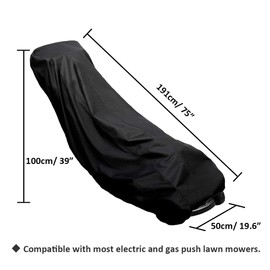 Lawn Mower Cover, Black, 191 x 50 x 100 cm, Waterproof, Windproof, Garage Cover, Protective Cover, Universal Cover for Lawn Tractor