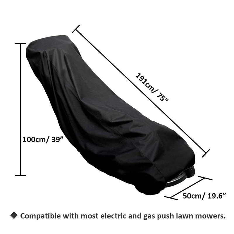 Lawn Mower Cover, Black, 191 x 50 x 100 cm,