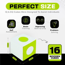PrfcNL IQ Test Cubes (Green and White) – 16 Cubes with Mobile app and Pattern Cards for Block Design Test, WAIS IV and WISC V Tests, Improve Memory and Concentration