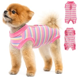 SlowTon Dog Surgery Recovery Suit - Surgical Onesie for Female Male Dogs Spay Neuter, Soft Anti Licking Dog Recovery Bodysuit for Abdominal Wounds Cone Alternatives(Pink,L)