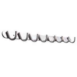Coat Hook Rack with 8 Round Hooks - Premium Modern Wall Mounted - Ultra durable with solid steel construction, Brushed stainless steel finish, Super easy installation, Rust and water proof