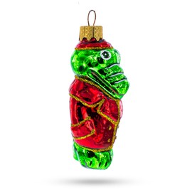Alligator Crocodile in Red Jacket Mini Glass Christmas Ornament