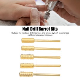 Nail Drill Bits Set, 5PCS Nail Drill Small Barrel Bits Sets Polishing Nail Tungsten Steel Drill Bits Manicure Pedicure Grinding Tool Electric Nail Polish Grinder Accessory