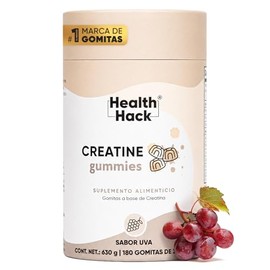 Gomitas de Creatina Monohidratada sabor uva | 180 gomitas | Con L-tirosina, Potasio, Calcio, Magnesio y zinc | Suplemento Alimenticio Vegano, Sin Azúc