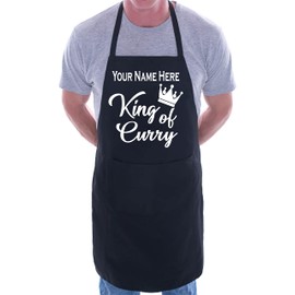 Print4U Personalise This Apron King Of Curry Any Name Here BBQ Cooking Apron Black