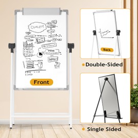 Lumspax Large Doubole Sided White Board with Stands, 36" x 24" A-Stand Dry Erase Easel, Portable Flip Chart Easel with Height Adjustable Design for Home, School, Office