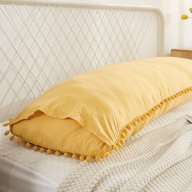 Yellow Body Pillow Cover Boho Body Pillow Cover Ginger Yellow