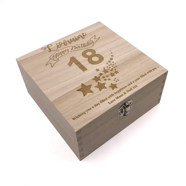 ukgiftstoreonline Personalised Birthday Keepsake Box or Photo Box Gift 18th 21st 30th 40th 50th 60th 70th 80th