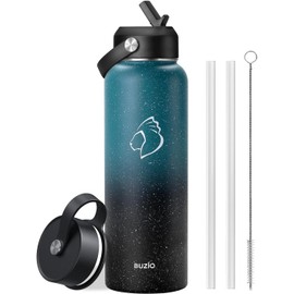 Stainless Steel Water Bottle with Straw, BUZIO Insulated Water Bottle with Straw Lid and Flex Cap 1180 ml Cold for 48 Hrs, Hot for 24 Hrs Double Wall Wide Mouth BPA Free Leak Proof, Starry Indigo