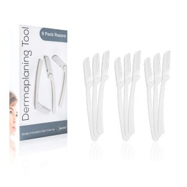 jasclair Dermaplaning Tool (9 Count) C Easy to Use Dermaplane Razor for Face C Practical Hair Remover Blade for Eyebrows and Peach Fuzz C Facial Shaver for Women That Helps Exfoliate and Smooth the Skin