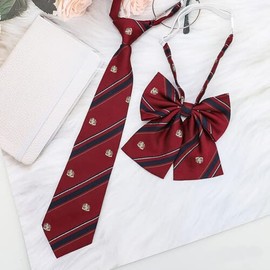 Fasele Necktie, Ribbon Tie, 2-Piece Set, School Ribbon, Best for Costs, Uniform, Ribbon, Bowtie, Bowtie, Adjustable, Striped, School Uniform, Accessories, DK JK, Girls, Middle School, High School